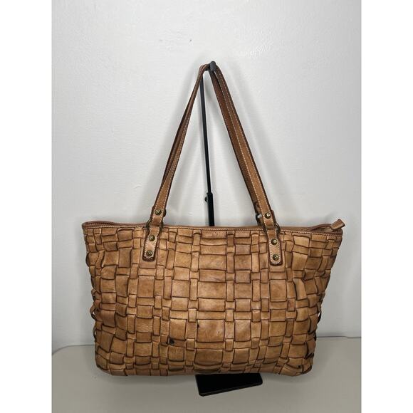 Costanza Rota | Bags | Costanza Rota Shoulder Tan Woven Leather Handbag ...